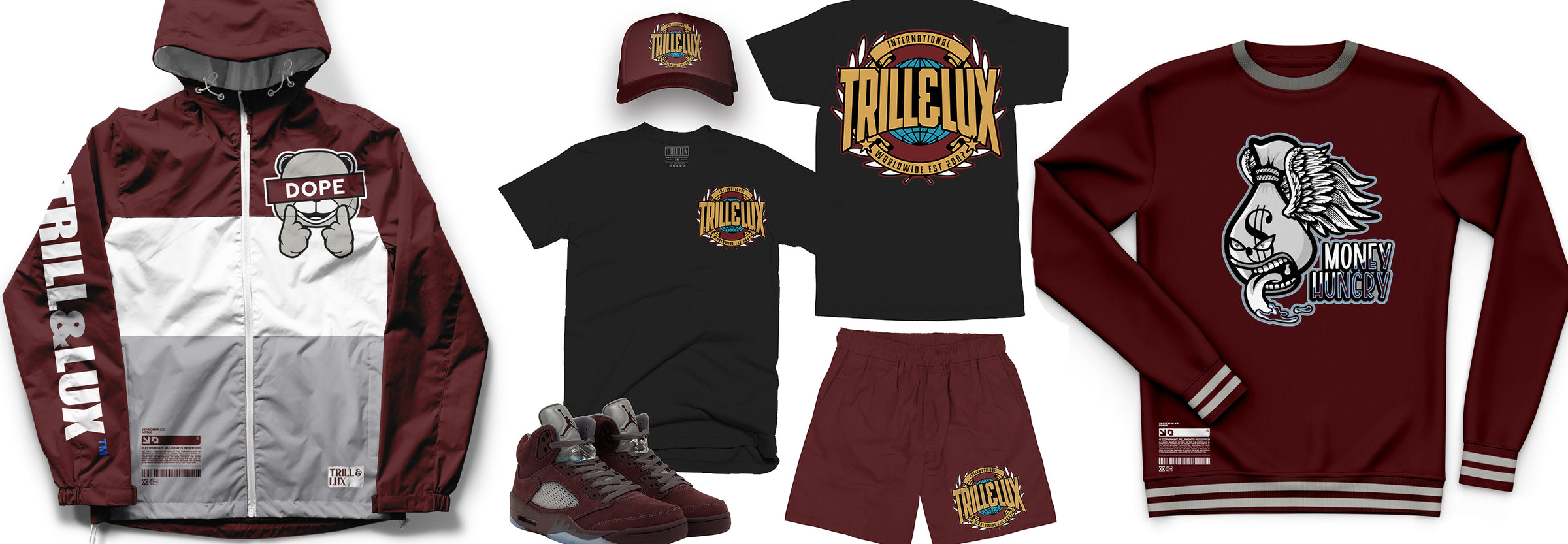 Air Jordan 5 Burgundy Matching Tees