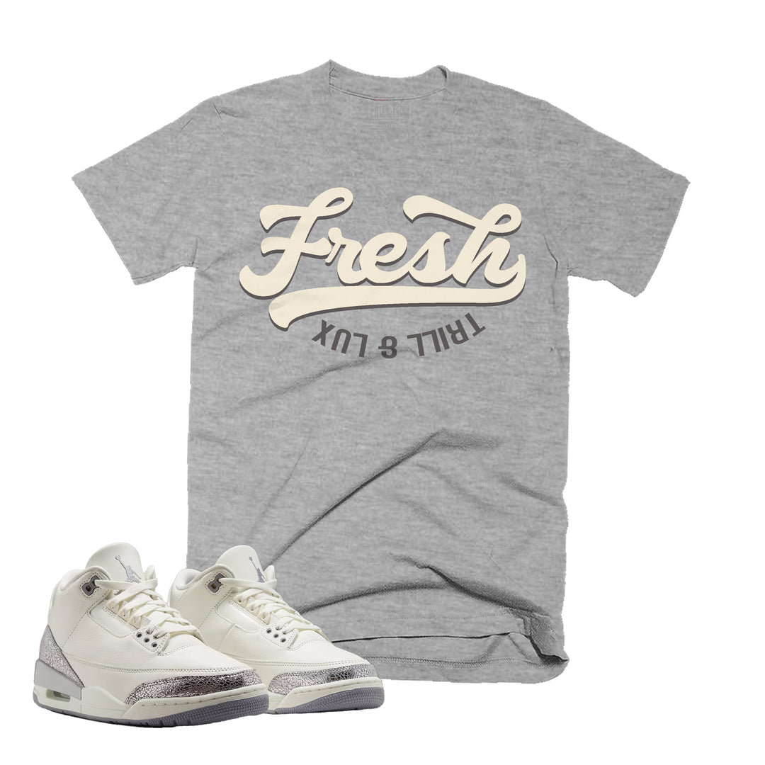 Heather Grey T-shirt with an Fresh design on the front