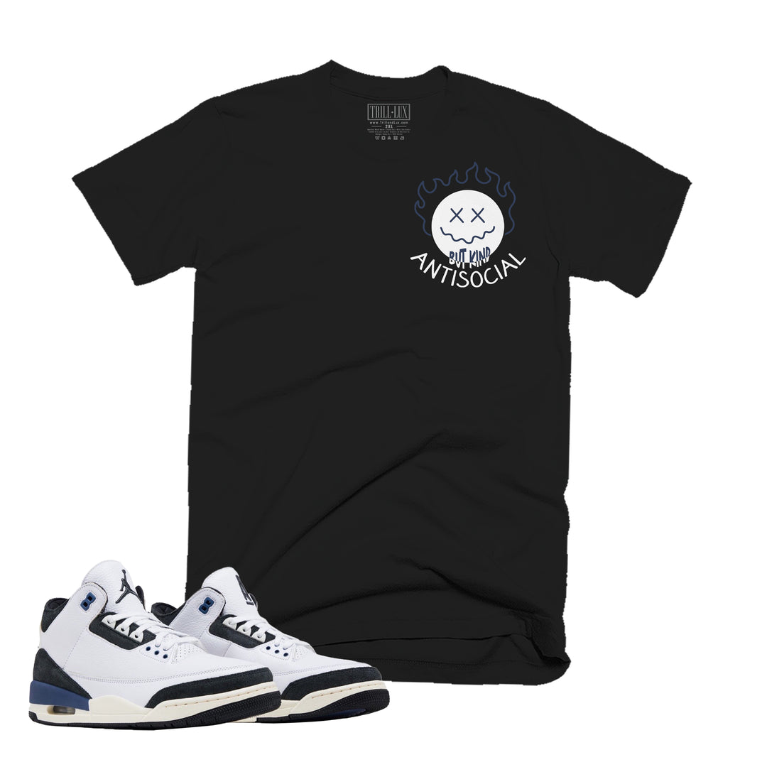 Black T-shirt with an antisocial design on front