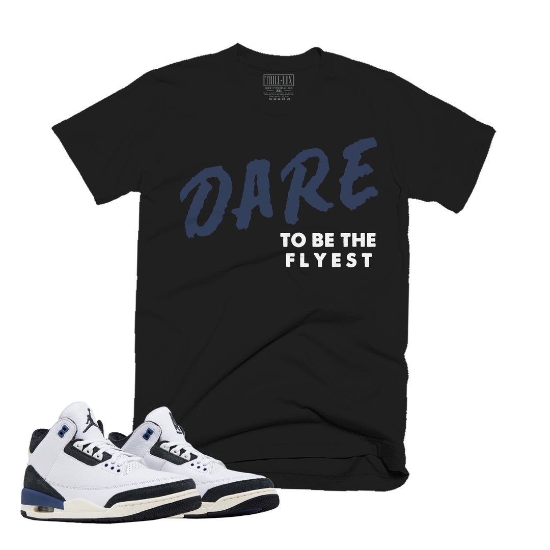 black T-shirt with a dare design on front