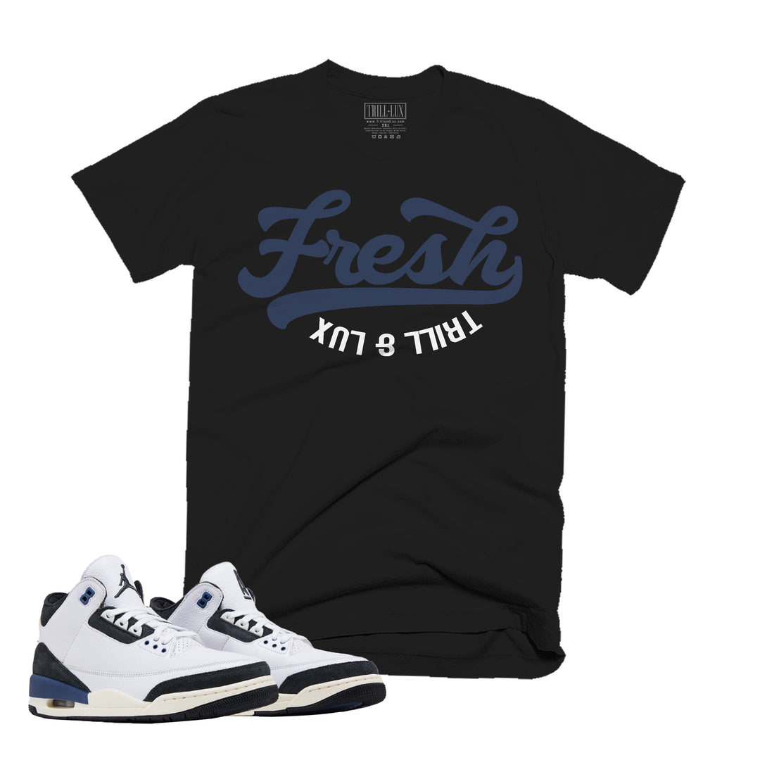 black T-shirt with a fresh design on front