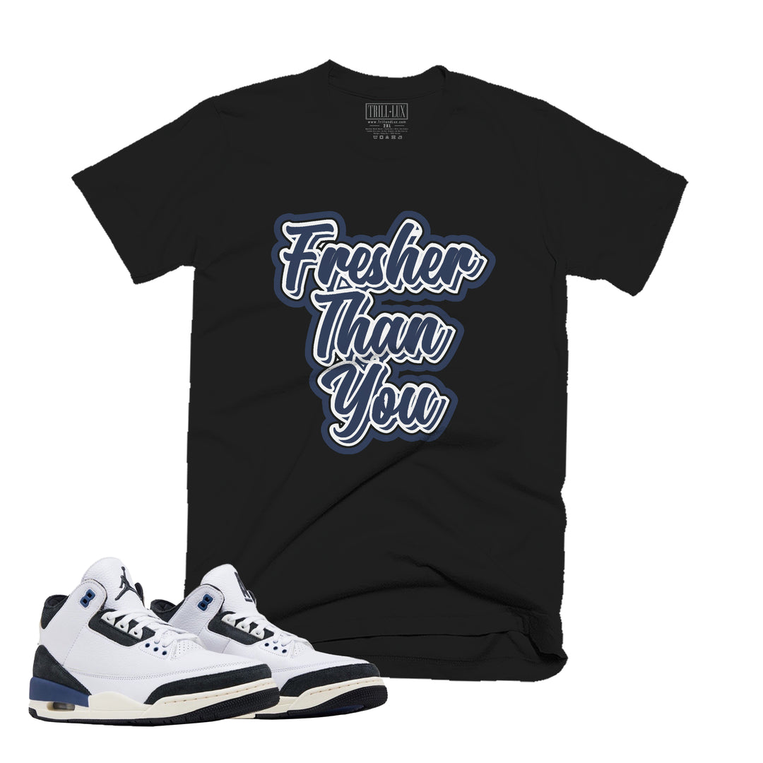 black T-shirt with a fresher design on front