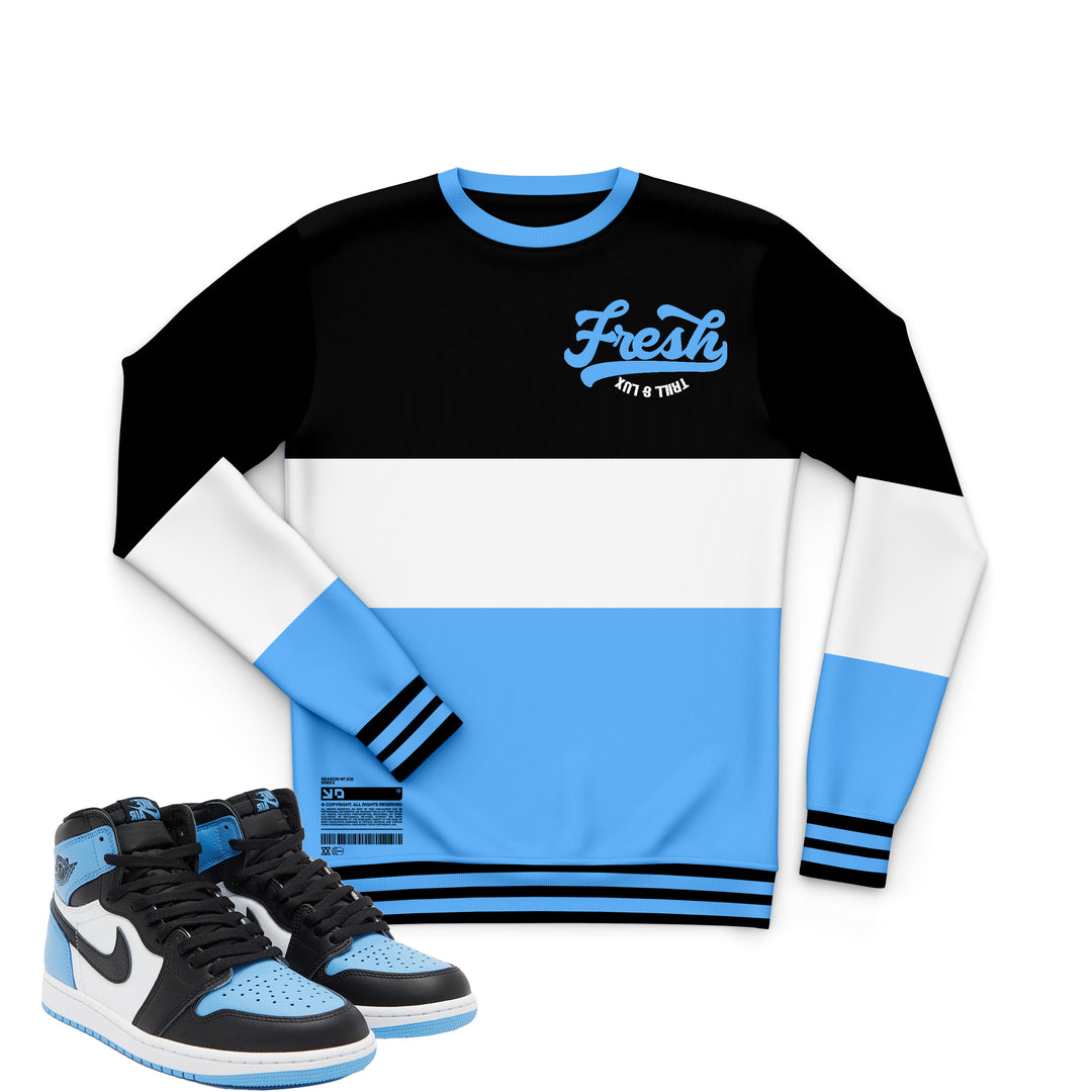Sweatshirt Black blue UNC crewneck sweater match jordan 1 university fresh Pullover graphic