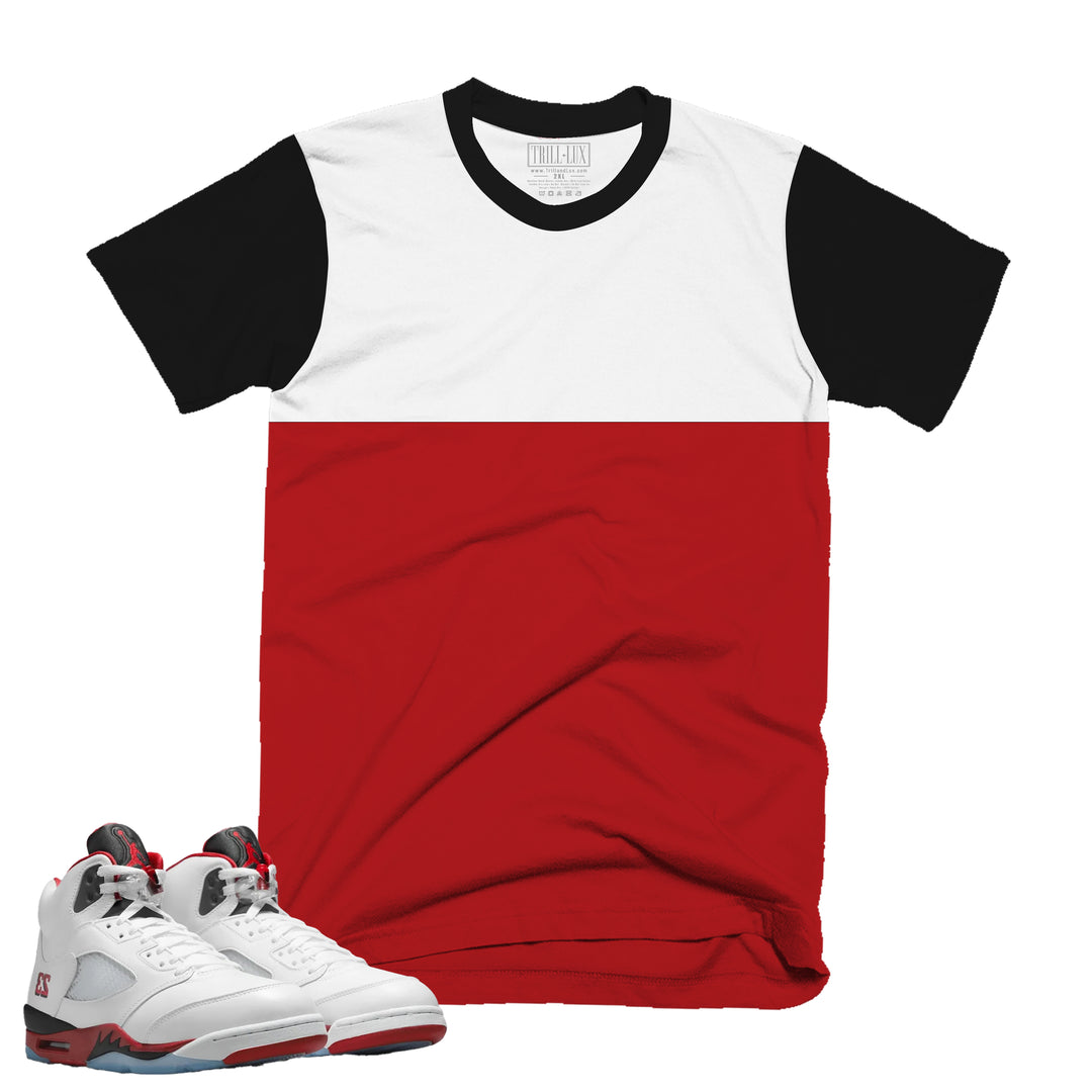 Bred Colorblock | T-Shirt - Fire Red 5 | Trill and Lux
