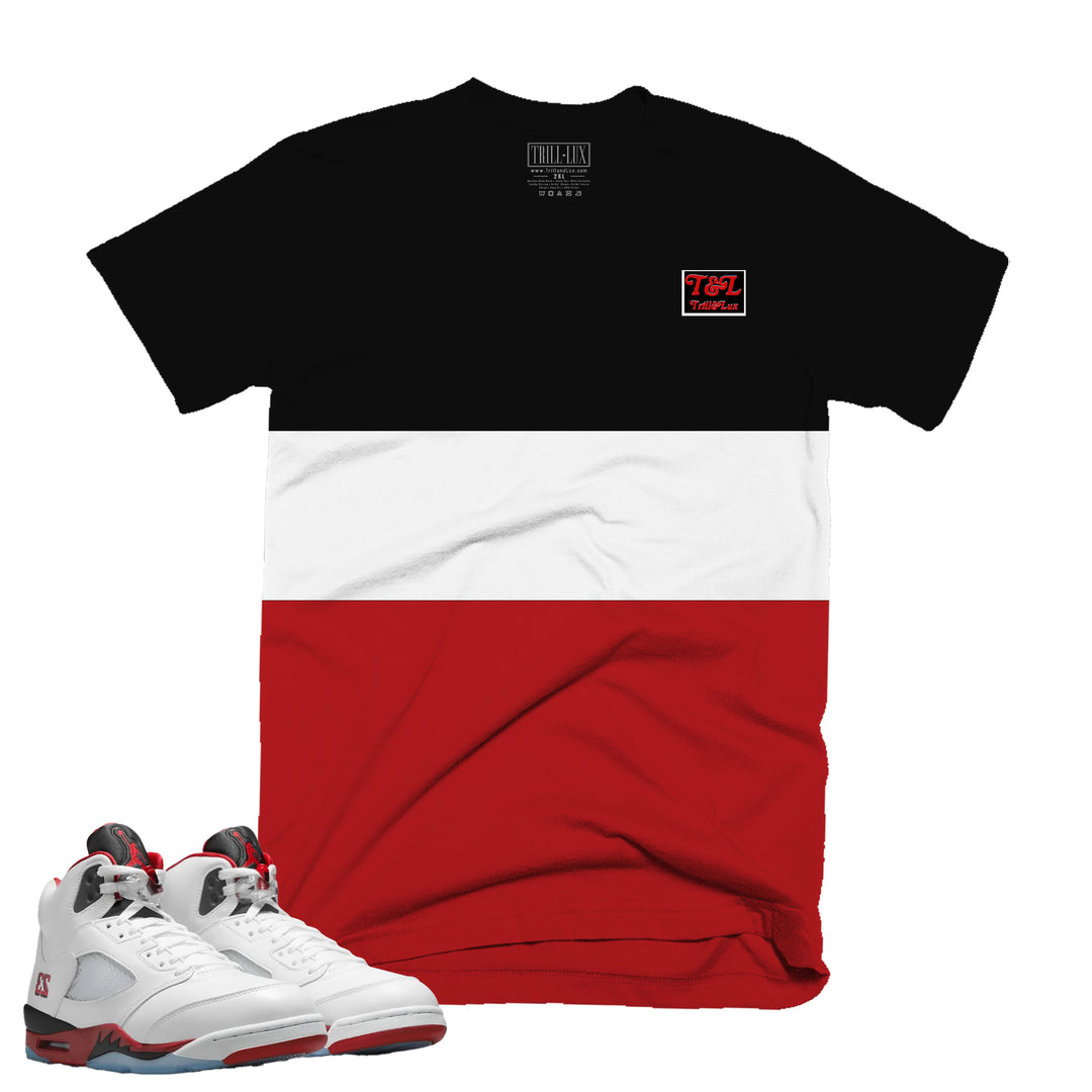Racer Colorblock | T-Shirt - Fire Red 5 | Trill and Lux