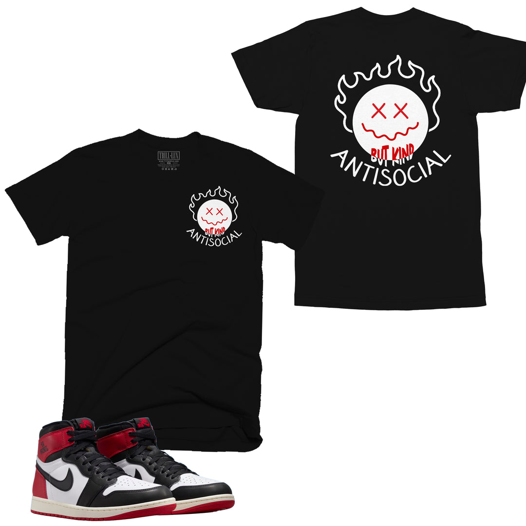 Jordan 1 black toe matching tee antisocial