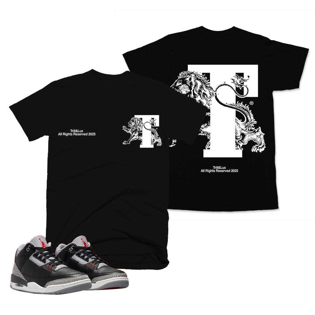 Trill Lion | Retro Air Jordan 3 Black Cement Tee