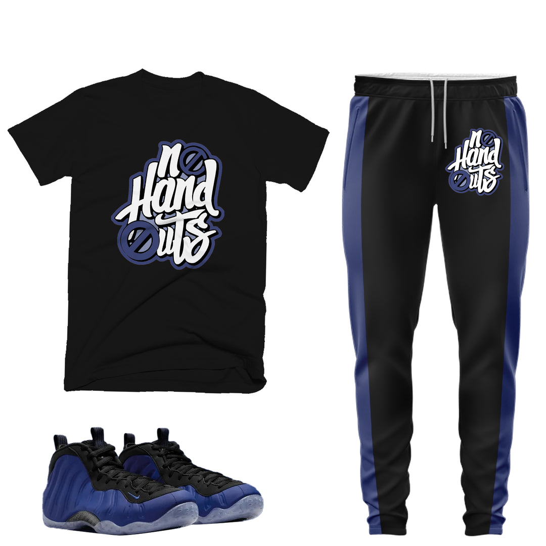 No Handouts | T-shirt and Jogger Outfit Match - Foamposite Deep Royal