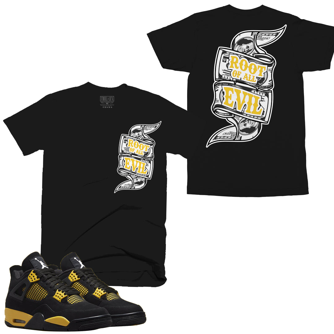 Root of Evil | Retro Air Jordan 4 Thunder T-shirt |