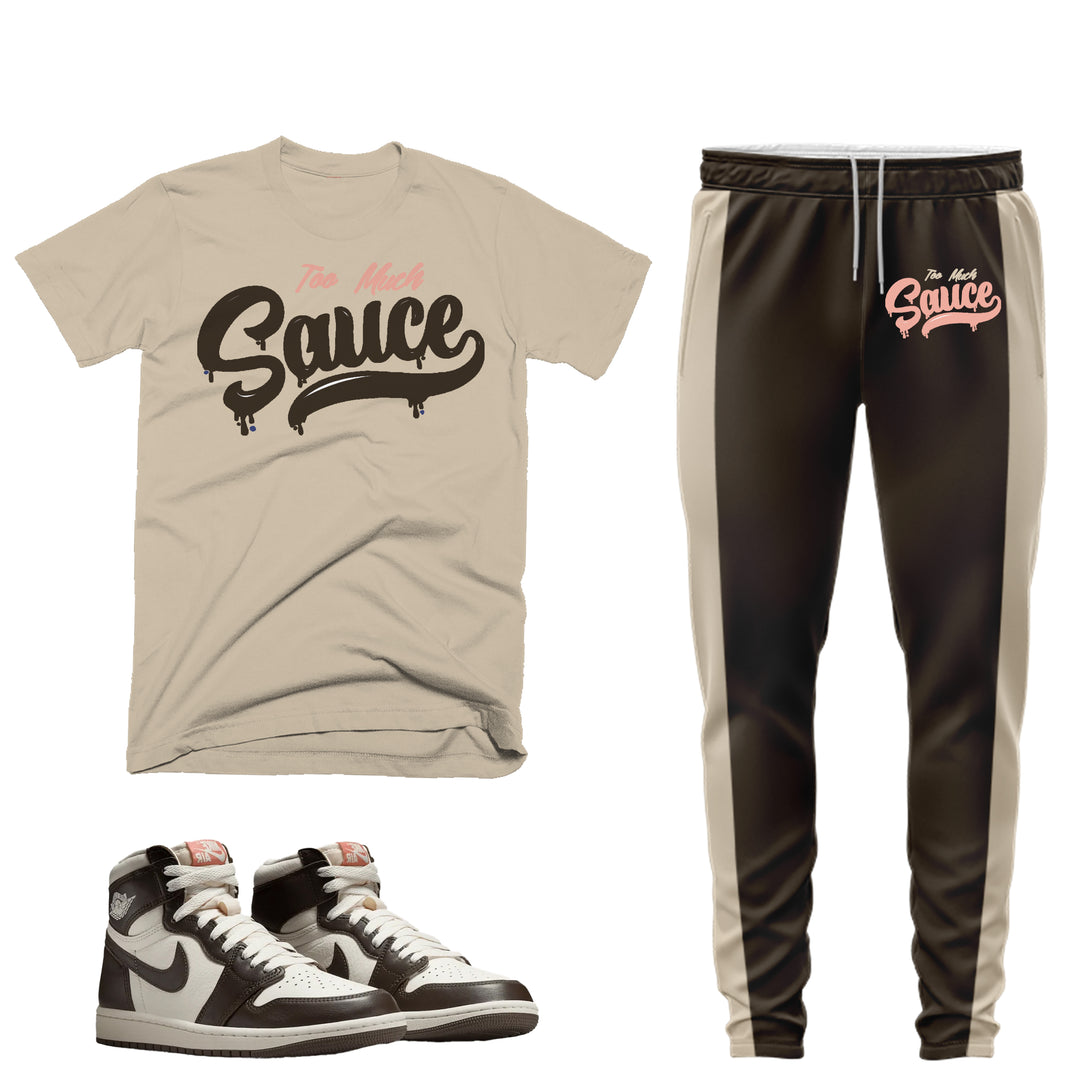 Too Much Sauce | T-shirt and Jogger Outfit Match - Baroque Brown