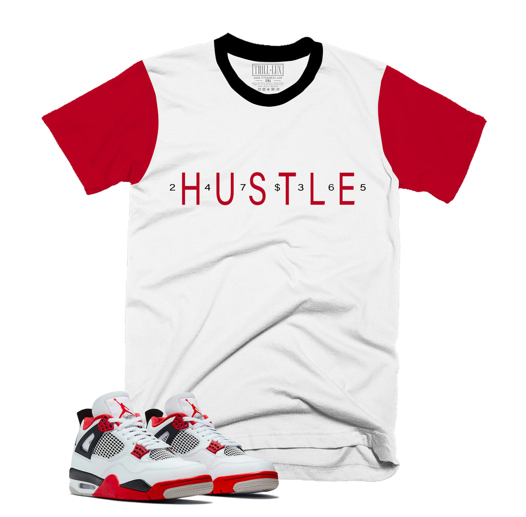 Hustle 24/7 Tee | Retro Air Jordan 4 Fire Red T-shirt |