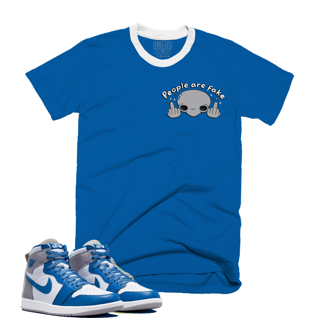 Fake | Retro Air Jordan 1 True Blue Colorblock T-shirt