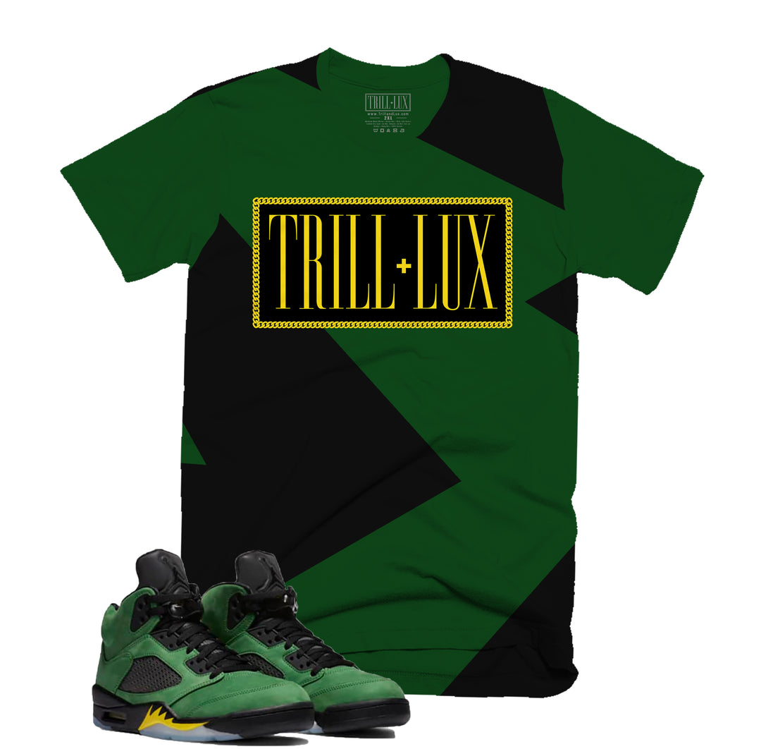 Trill Fragment Tee | Retro Air Jordan 5 Apple Green Colorblock T-shirt