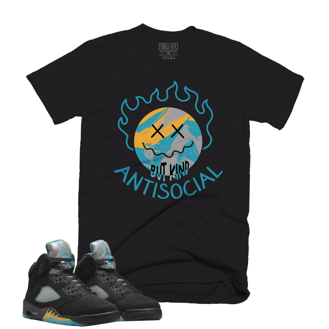 Anti-Social Tee | Retro Air Jordan 5 Aqua T-shirt