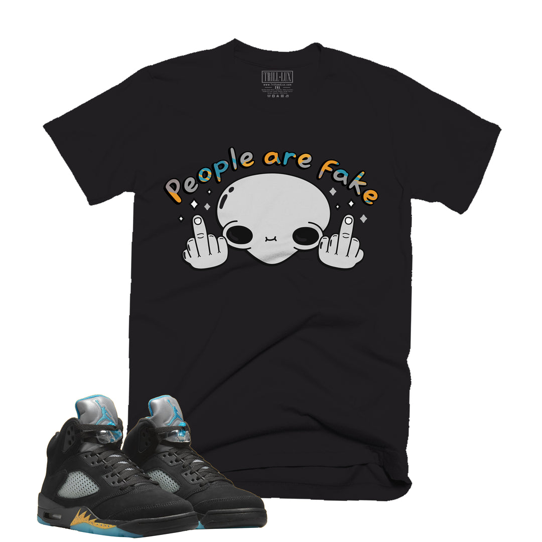 Fake People Tee | Retro Air Jordan 5 Aqua T-shirt