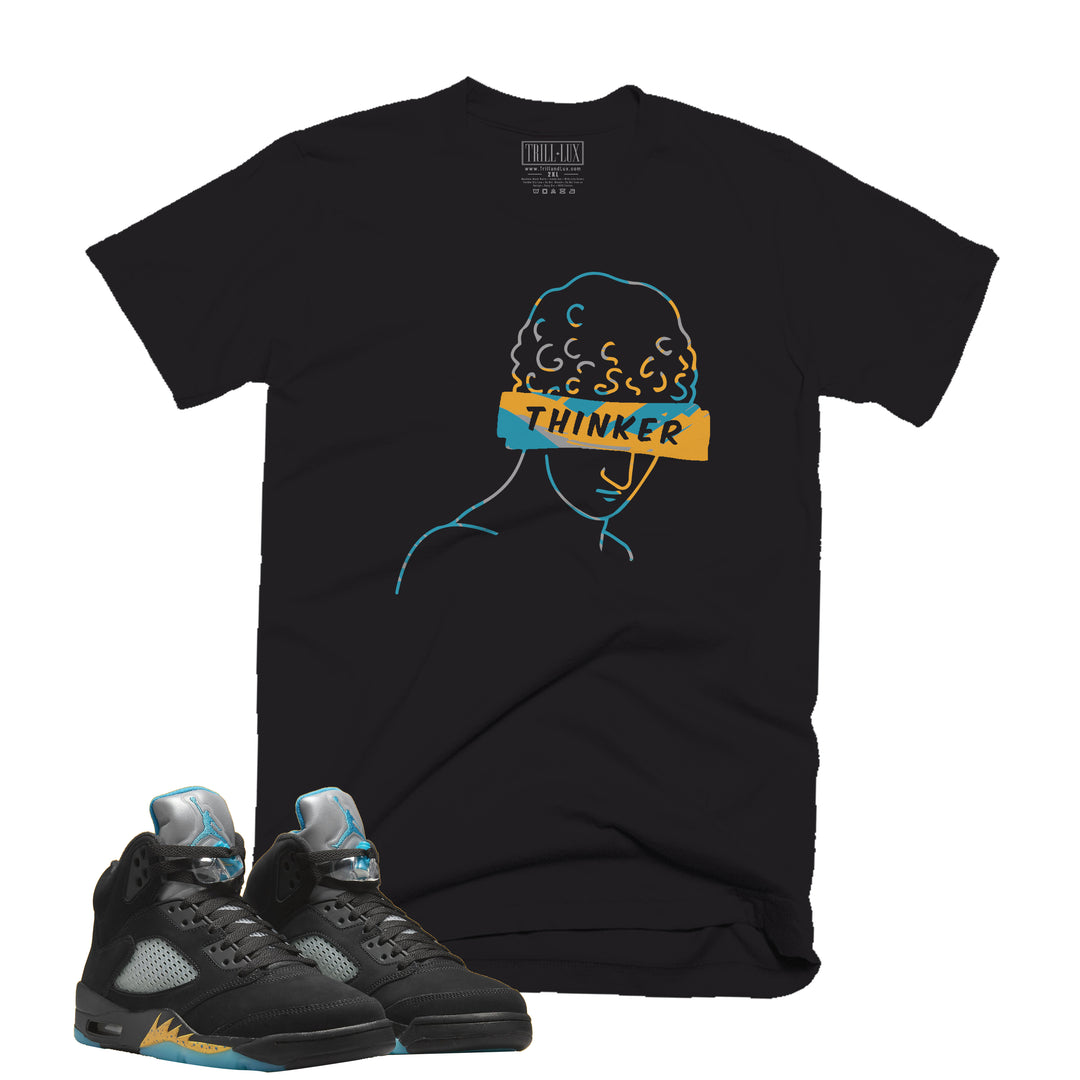 Thinker Tee | Retro Air Jordan 5 Aqua T-shirt