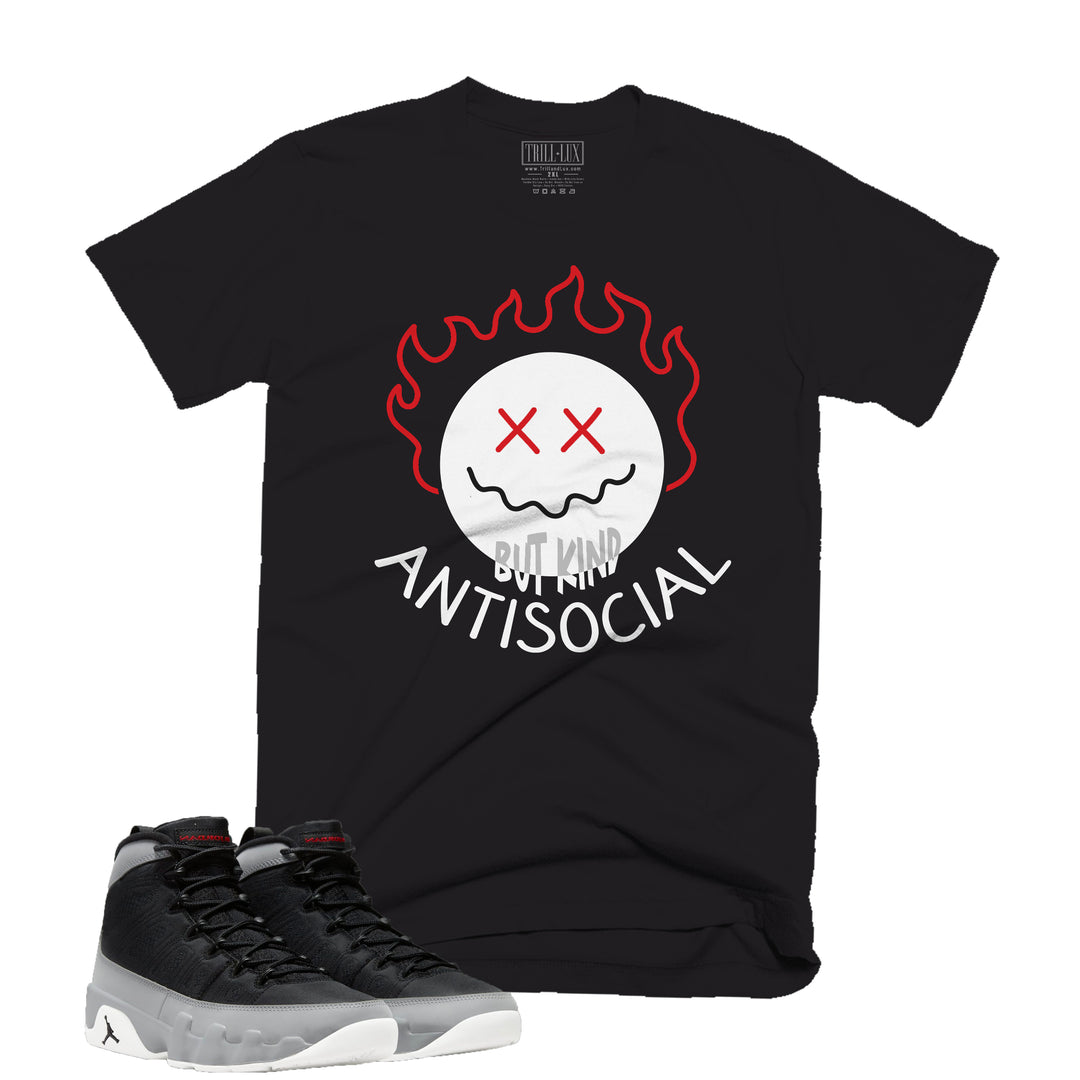 Anti Social Tee | Retro Air Jordan 9 Black and Particle Grey T-shirt