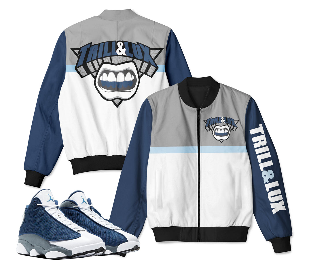 TRILL & LUX | Retro Air Jordan 13 Flint Inspired Bomber Jacket