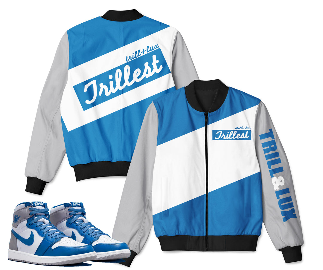 Trillest | Retro Air Jordan 1 True Blue Bomber Jacket