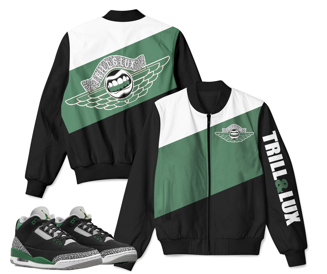 Flight | Retro Air Jordan 3 Pine Green Inspired Bomber Jacket