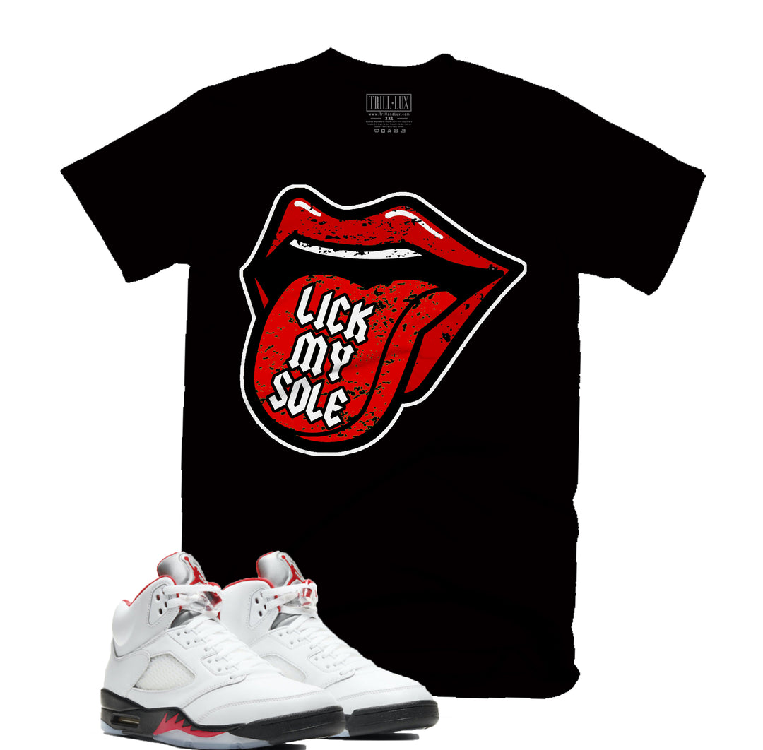 Trill & Lux Lick My Sole Tee | Retro Air Jordan 5 Fire Red Inspired | 69 Points