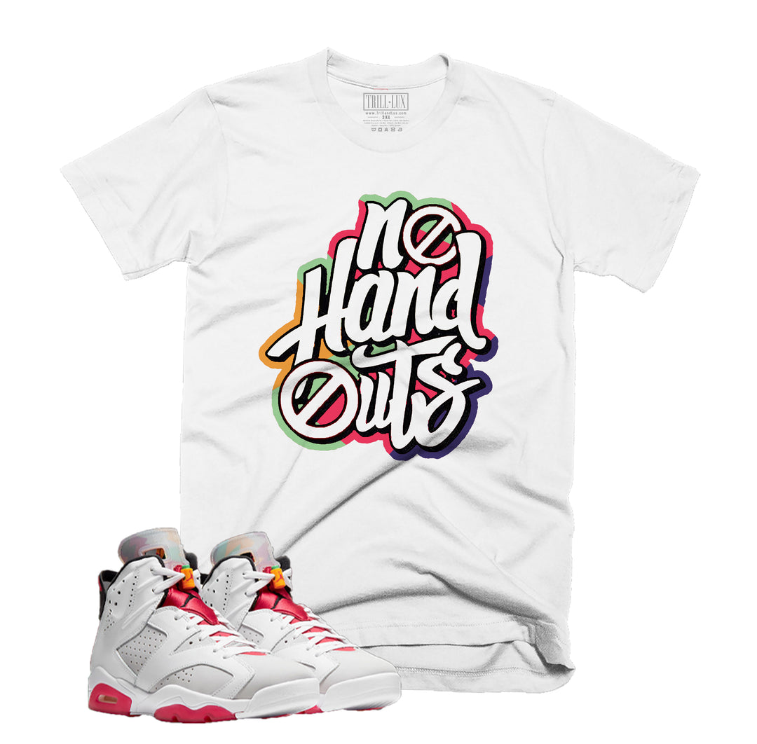 No Hand Outs Retro Air Jordan 6 Hare Inspired | T-shirt