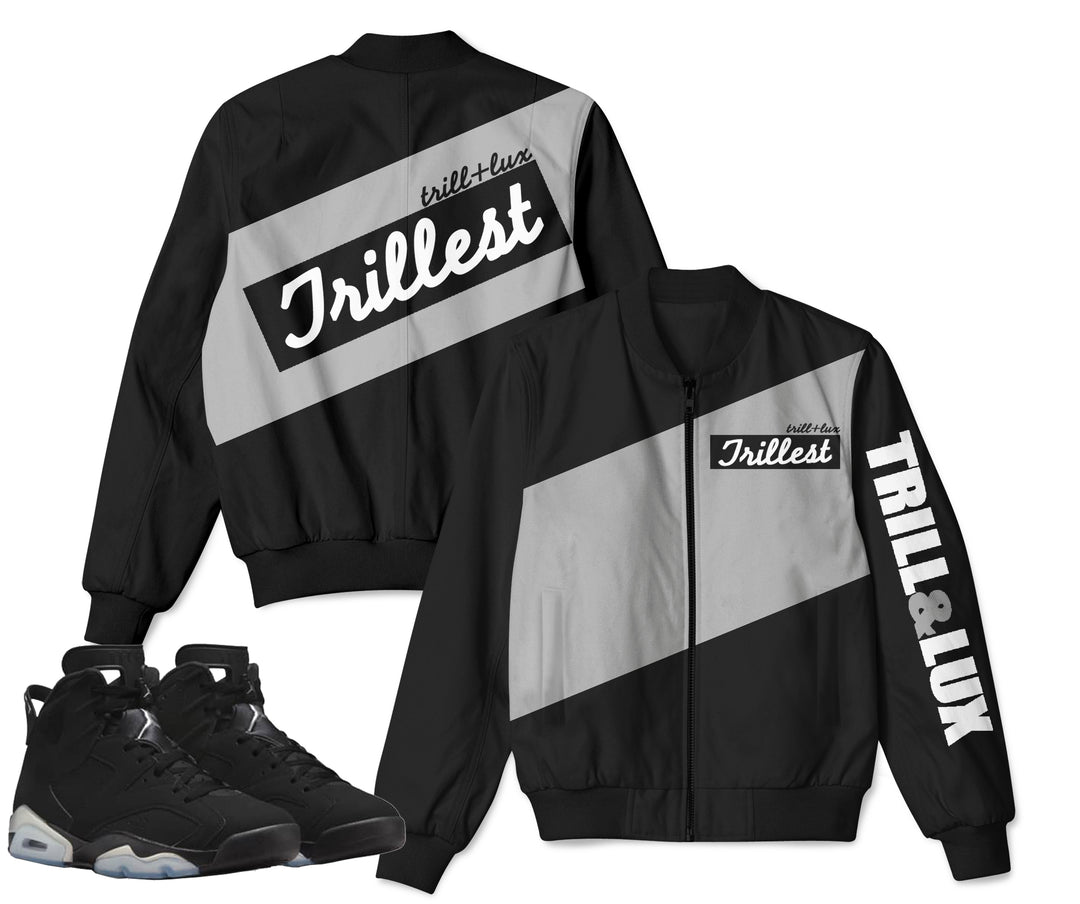 Trillest | Retro Air Jordan 6 Metallic Silver Inspired Bomber Jacket