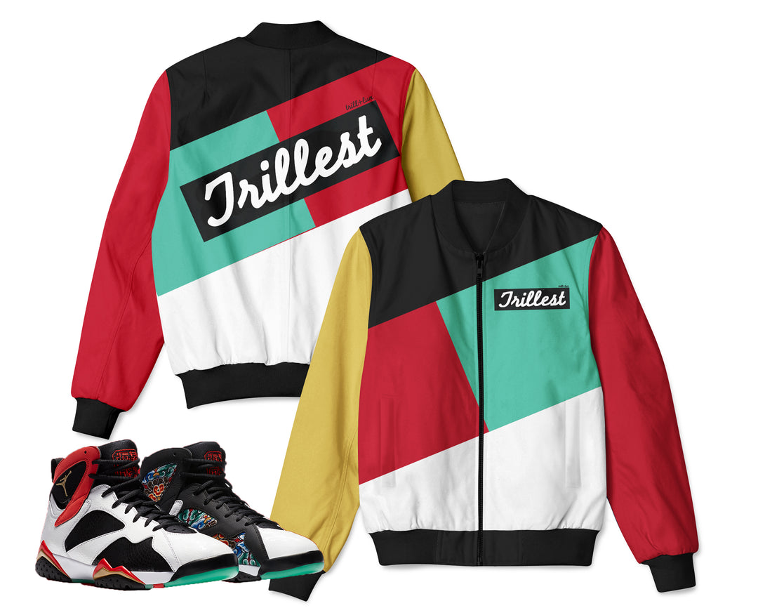 Trillest |  Retro Air Jordan 7 Chile Red Inspired Bomber Jacket
