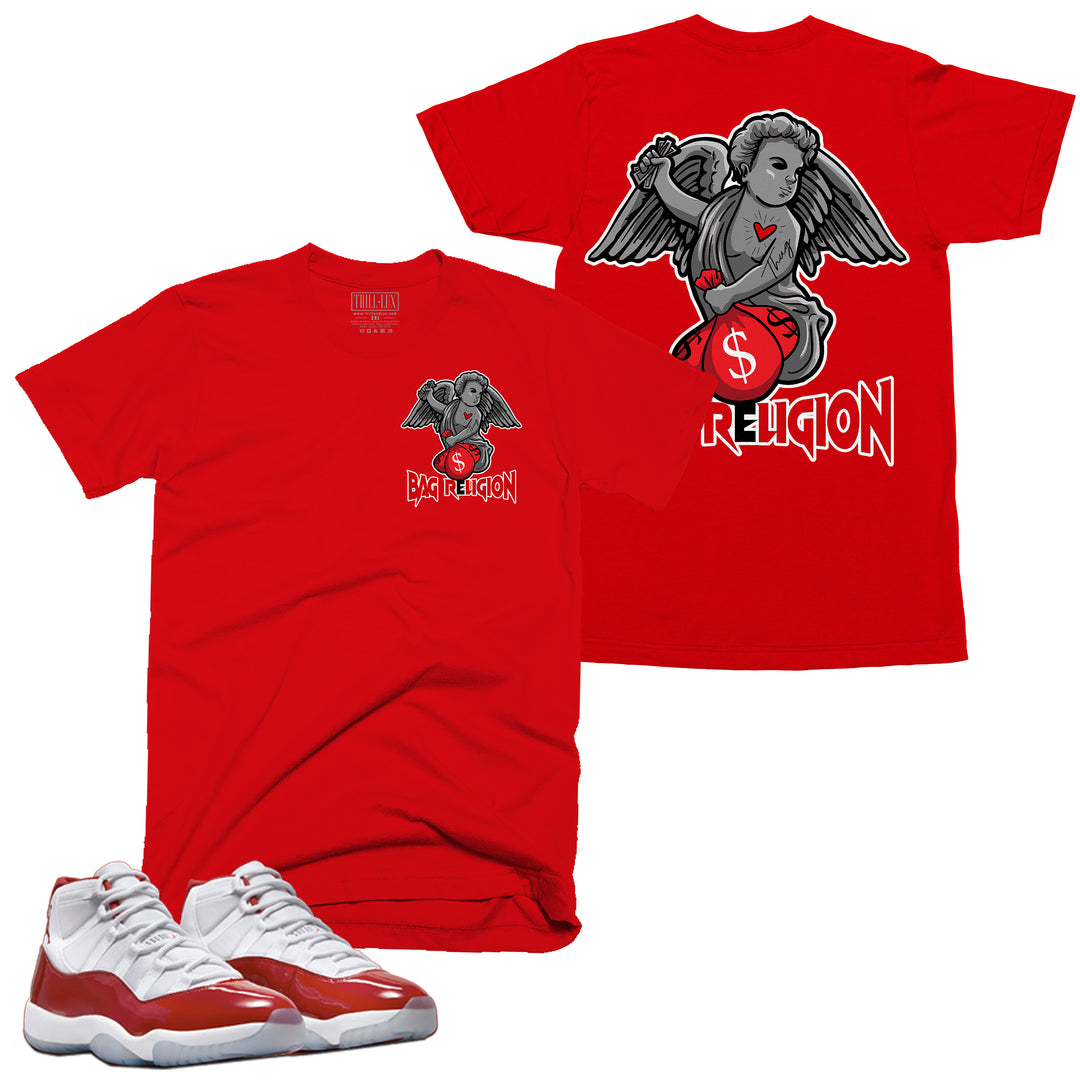 Bag Religion Tee | Retro Air Jordan 11 Cherry Red T-shirt