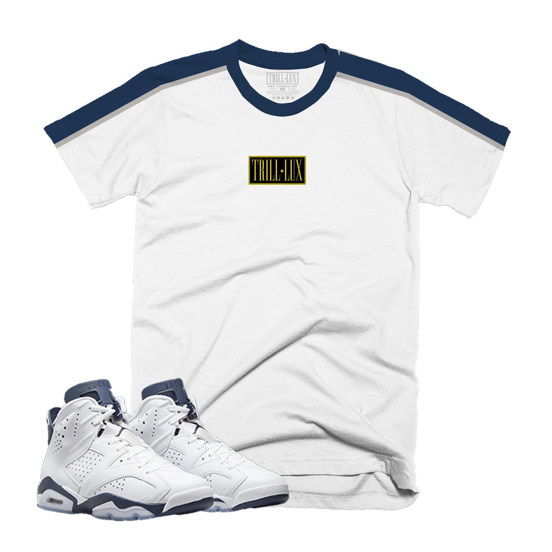 Box Logo | Retro Air Jordan 6 Midnight Navy Colorblock T-shirt