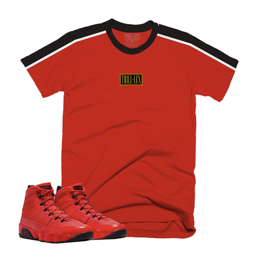 Box Logo Tee | Retro Air Jordan 9 Chile Red T-shirt