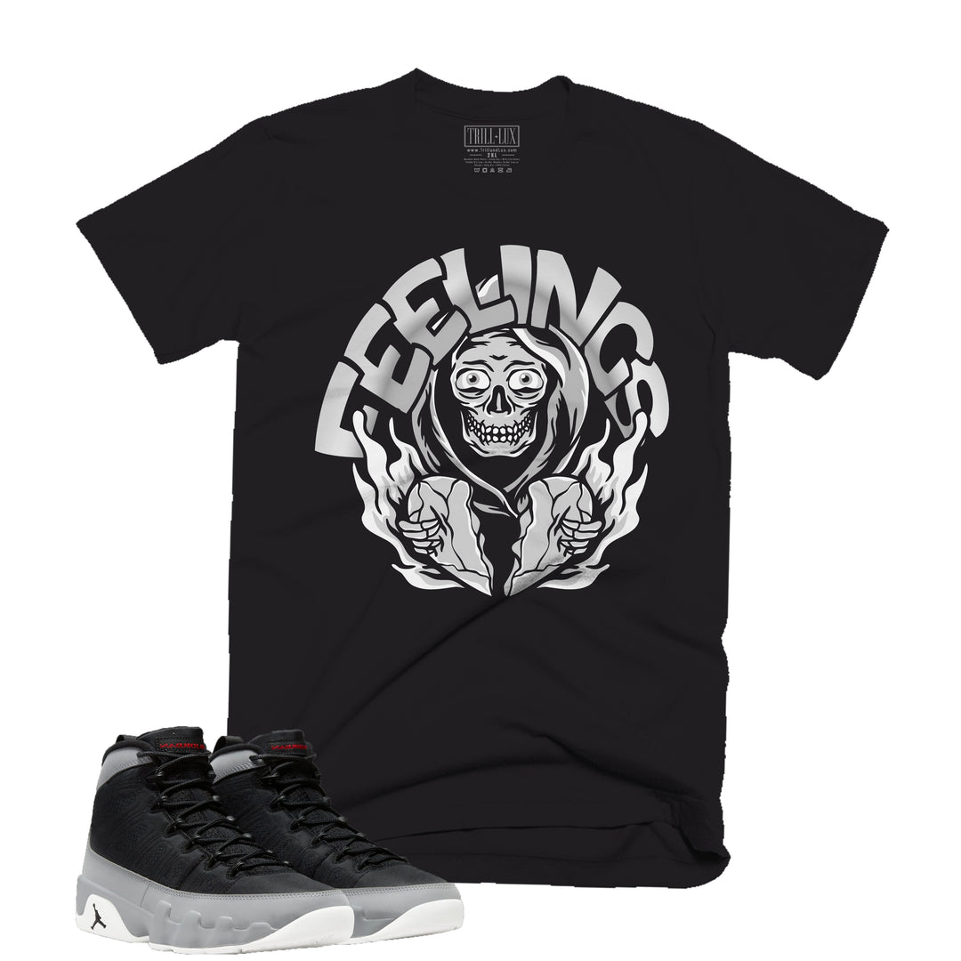 Broken Hearted Tee | Retro Air Jordan 9 Black and Particle Grey T-shirt