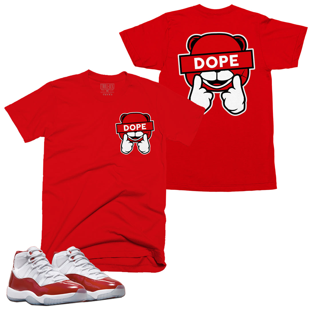 Dope Bear Tee | Retro Air Jordan 11 Cherry Red T-shirt