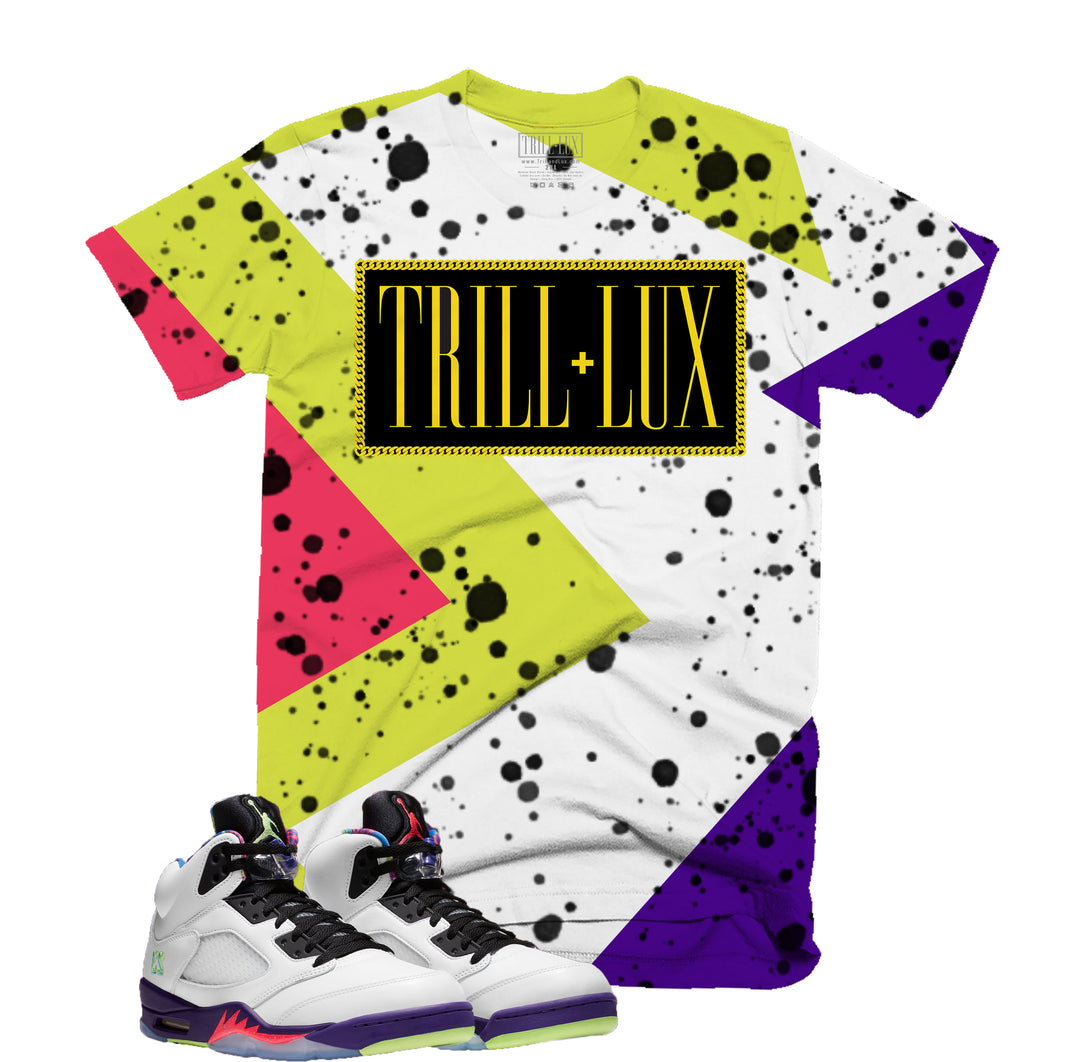 Trill & Lux Fragment Tee | Retro Air Jordan 5 Ghost Green Colorblock T-shirt Bel Air