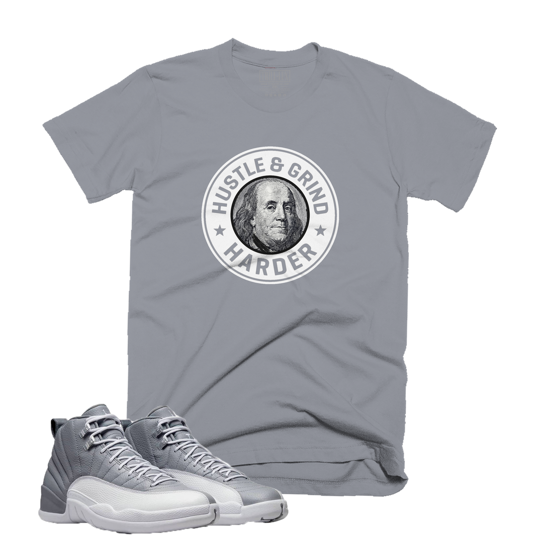 Hustle & Grind | Retro Air Jordan 12 Stealth Grey Colorblock T-Shirt