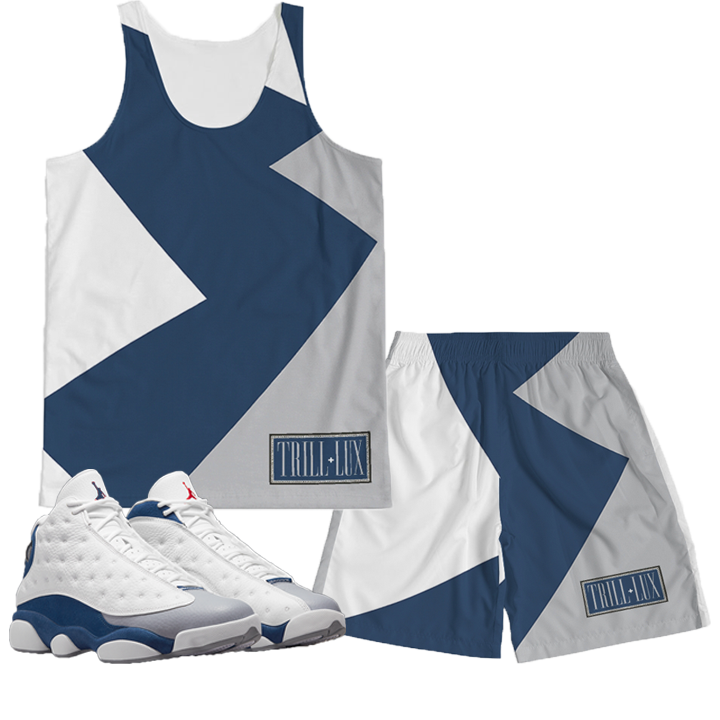 Trill & Lux | Retro Air Jordan 13 French Blue Tank Top & Short Set