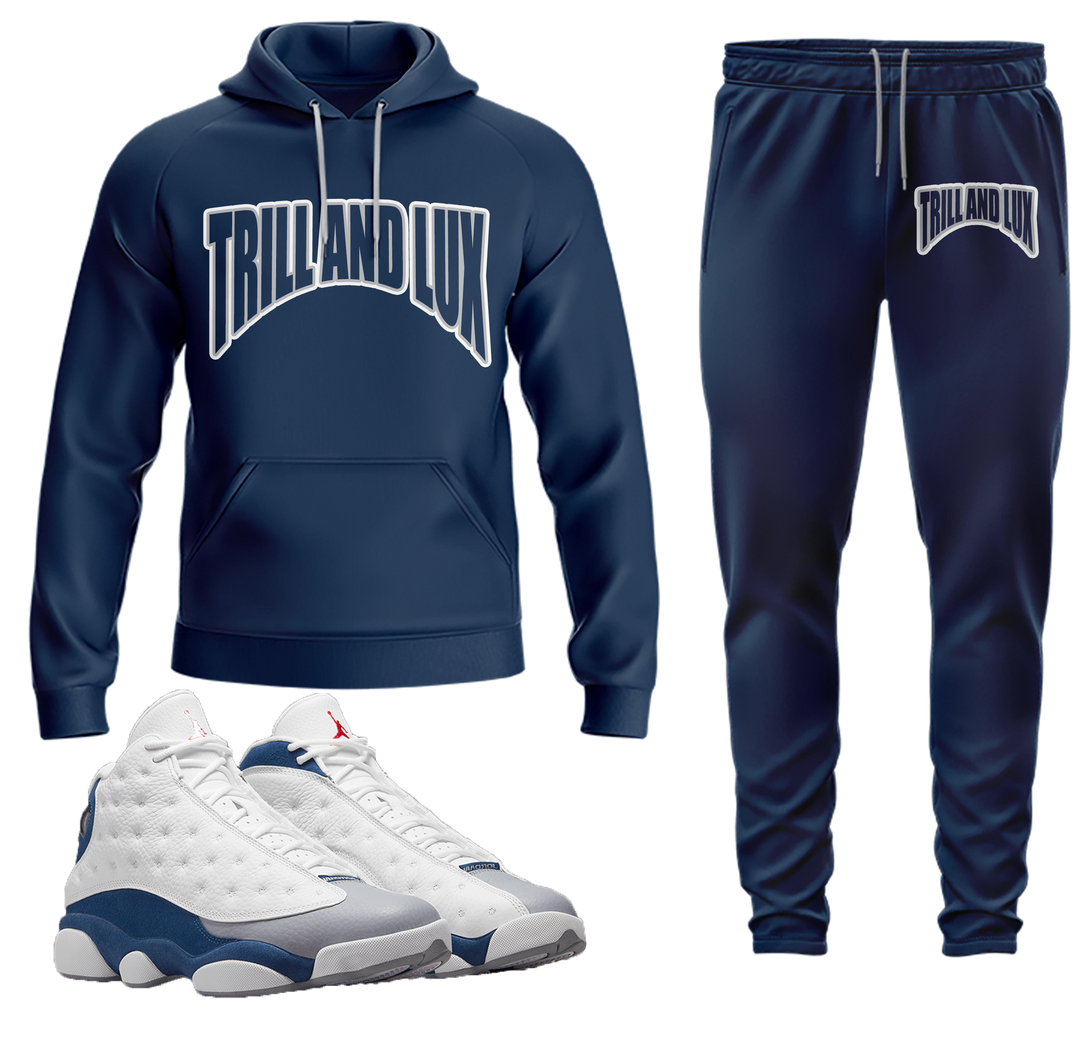 Trill & Lux | Retro Air Jordan 13 French Blue Hoodie & Jogger Set