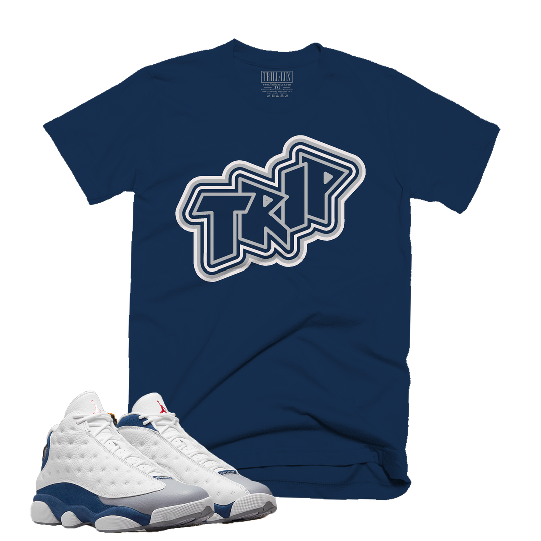 Trip | Retro Air Jordan 13 French Blue Colorblock T-shirt