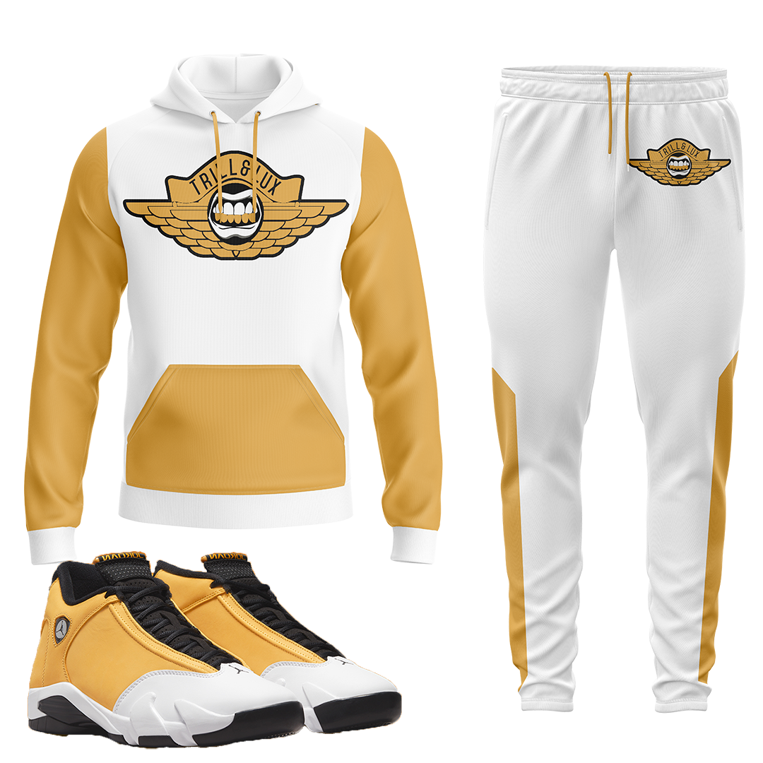Flight | Retro Air Jordan 14 Ginger Colorblock Hoodie & Jogger Set