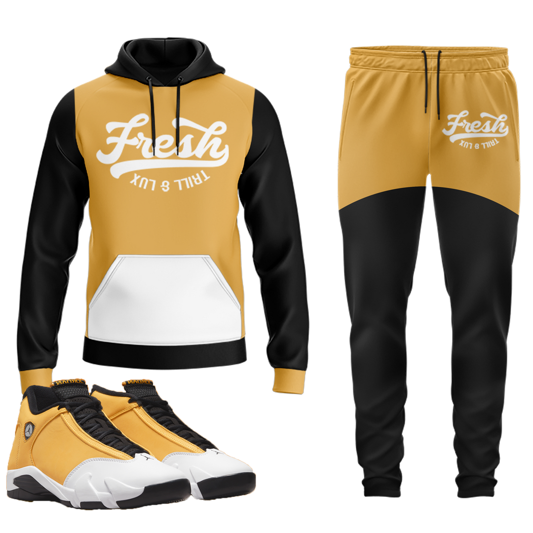Fresh | Retro Air Jordan 14 Ginger Colorblock Hoodie & Jogger Set