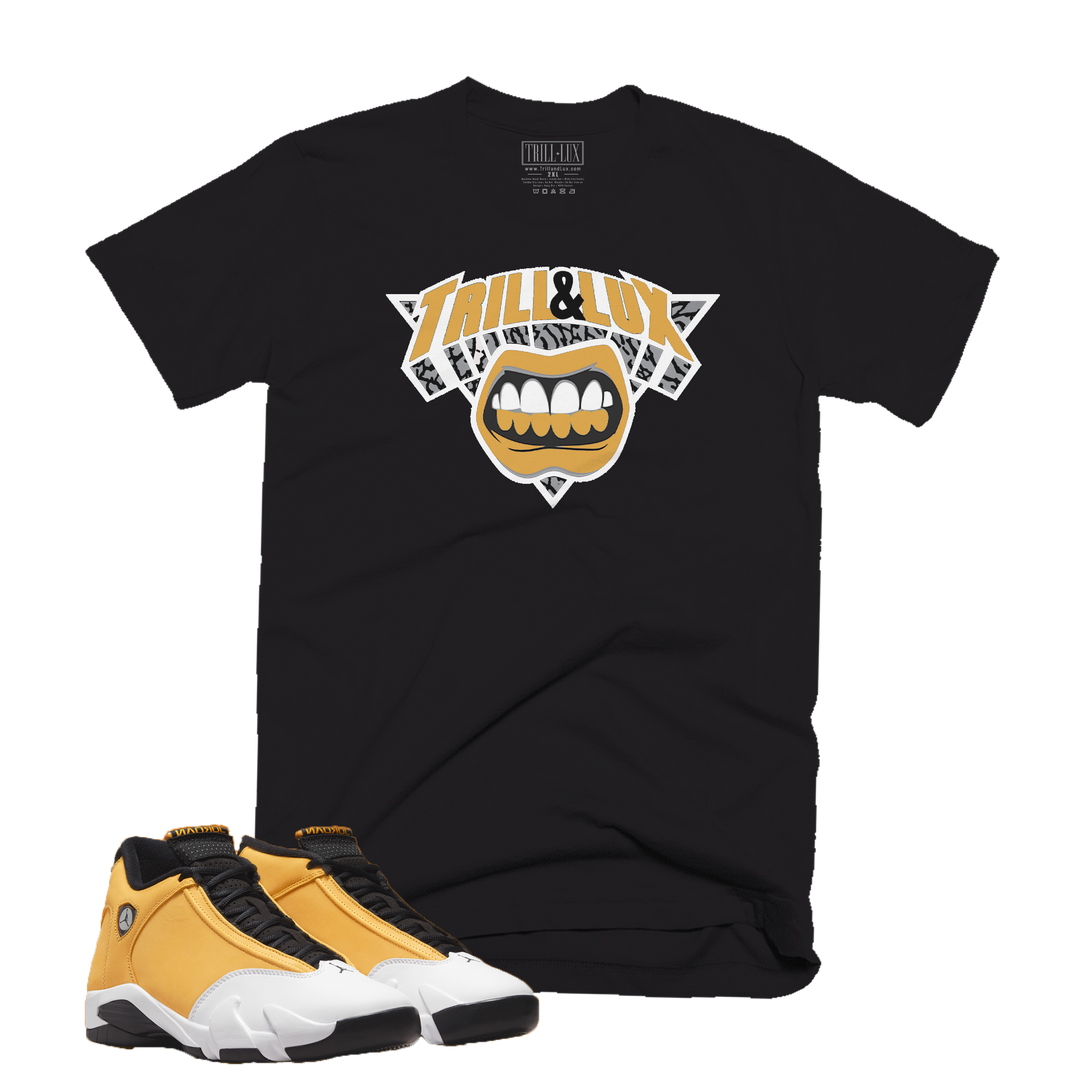 Trill & Lux Knick | Retro Air Jordan 14 Ginger Colorblock T-shirt