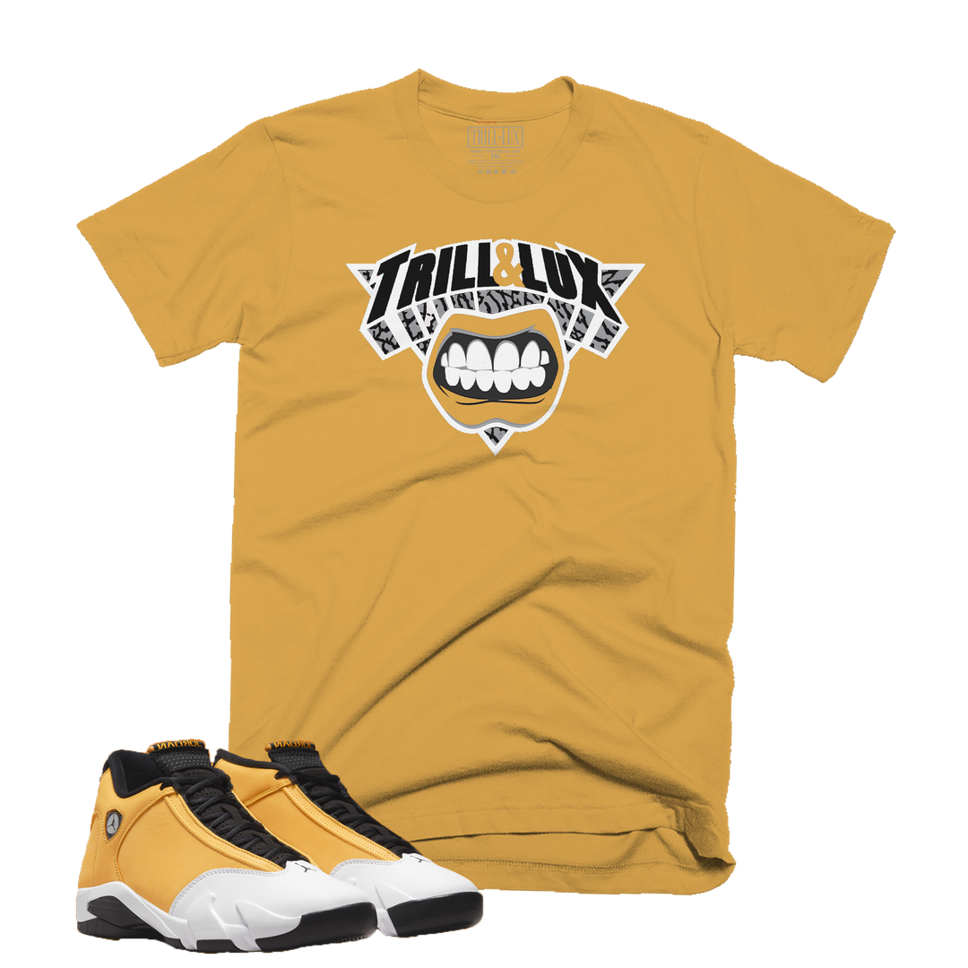 Trill & Lux Knick - Ginger | Retro Air Jordan 14 Ginger Colorblock T-shirt