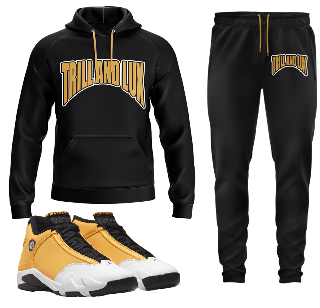Trill and Lux | Retro Air Jordan 14 Ginger Colorblock Hoodie & Jogger Set