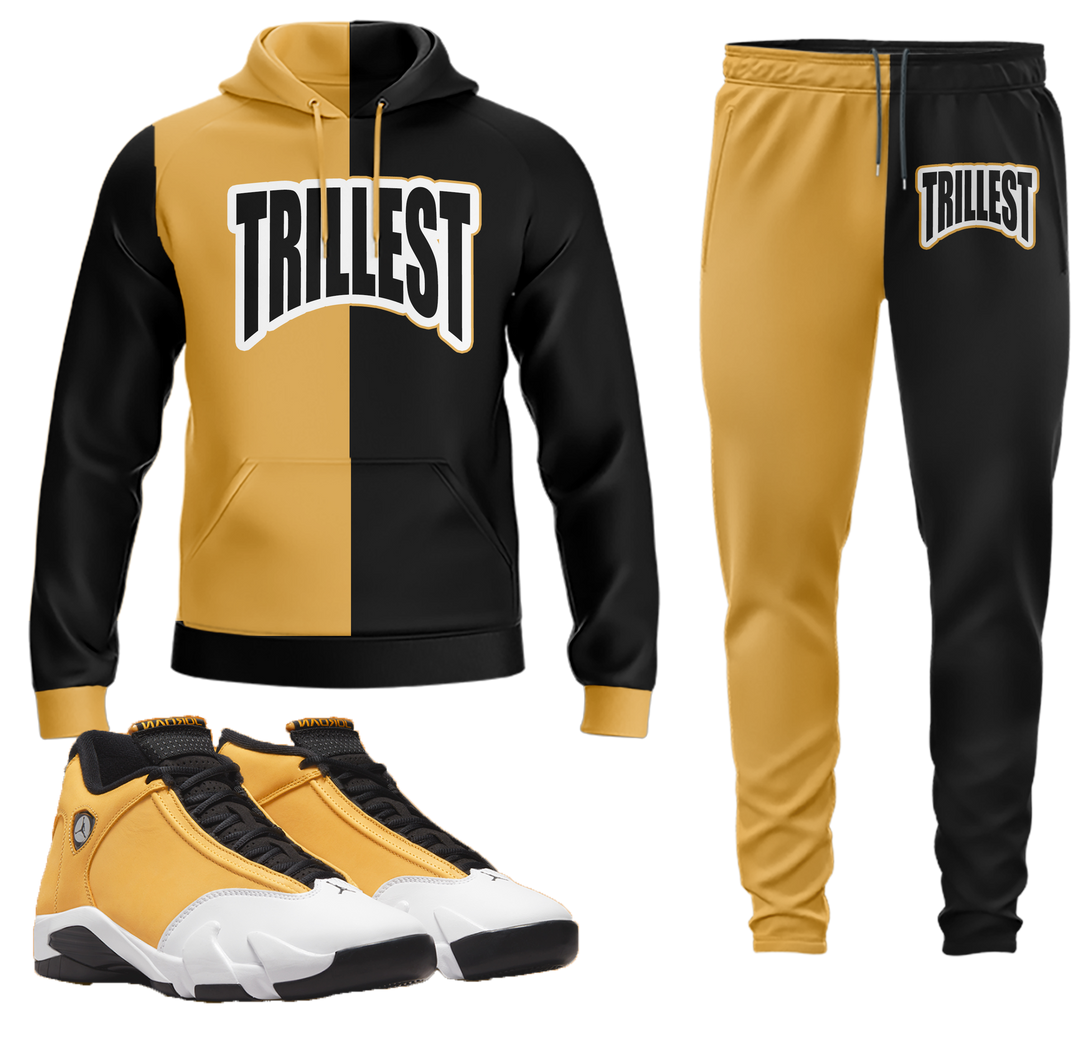 Trillest | Retro Air Jordan 14 Ginger Colorblock Hoodie & Jogger Set
