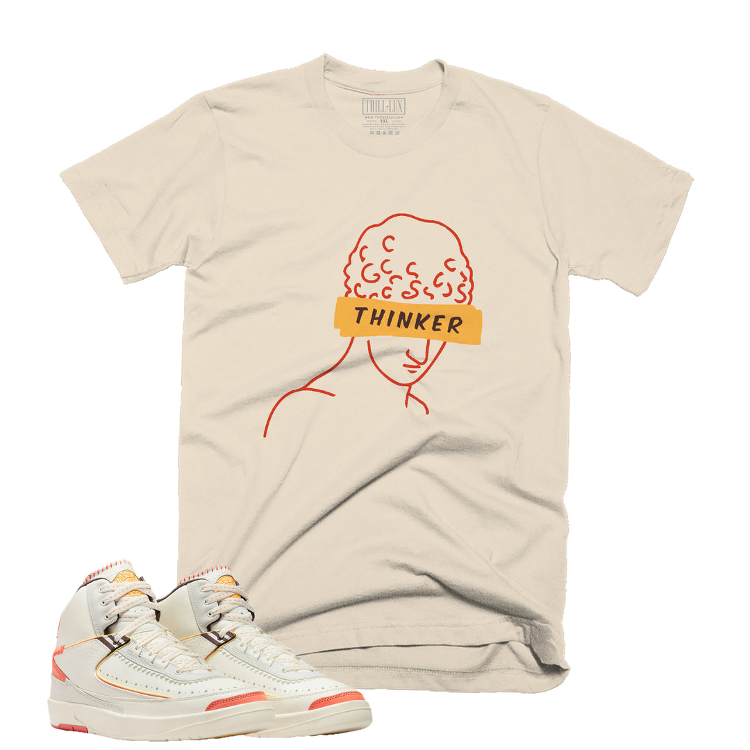 Thinker | Retro Air Jordan 2 Maison Chateau Rouge Colorblock T-shirt