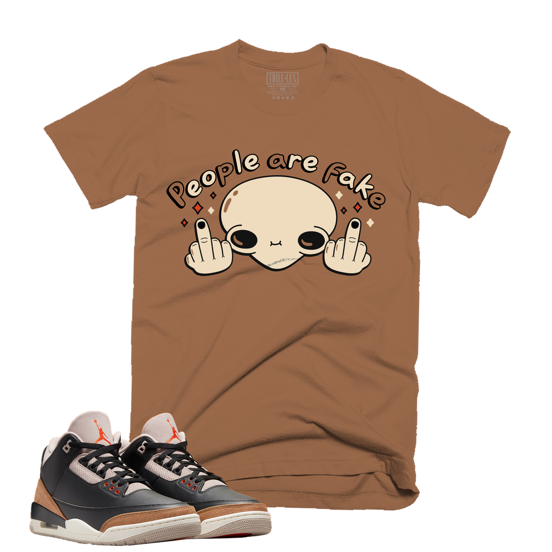 People are Fake | Retro Air Jordan 3 Desert Elephant Colorblock T-shirt