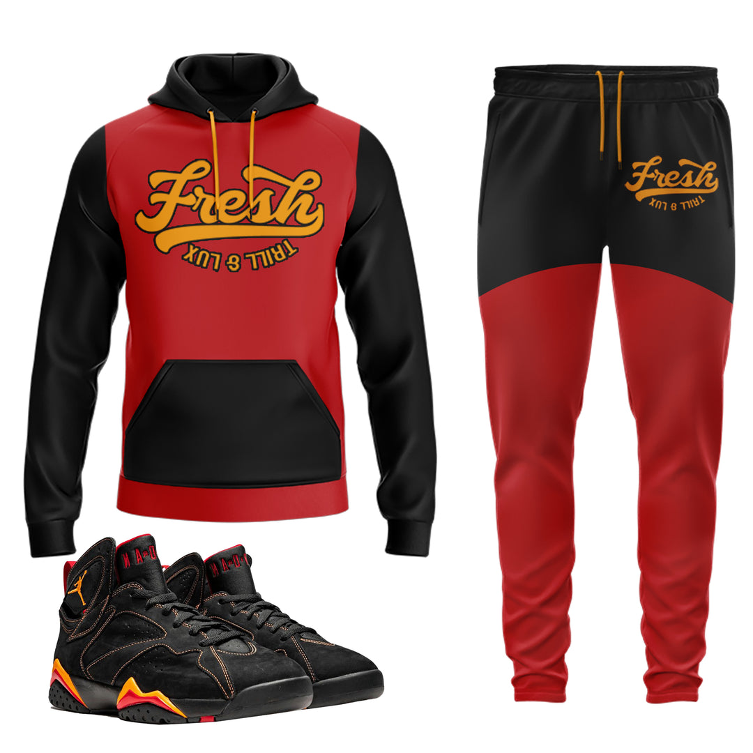 Fresh | Retro Jordan 7 Black Citrus Hoodie and Jogger Set