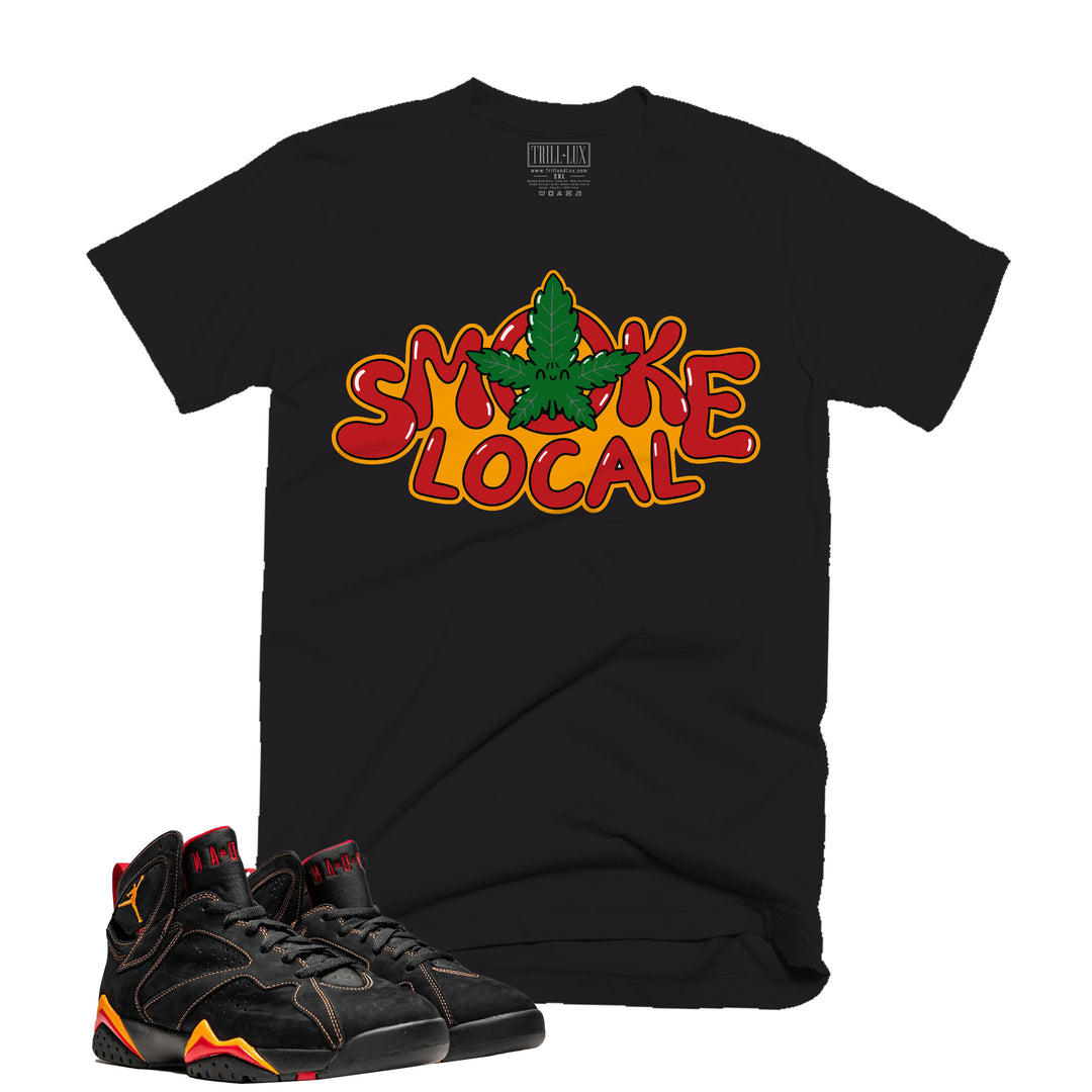 Smoke Local | Retro Air Jordan 7 Black Citrus Colorblock T-shirt