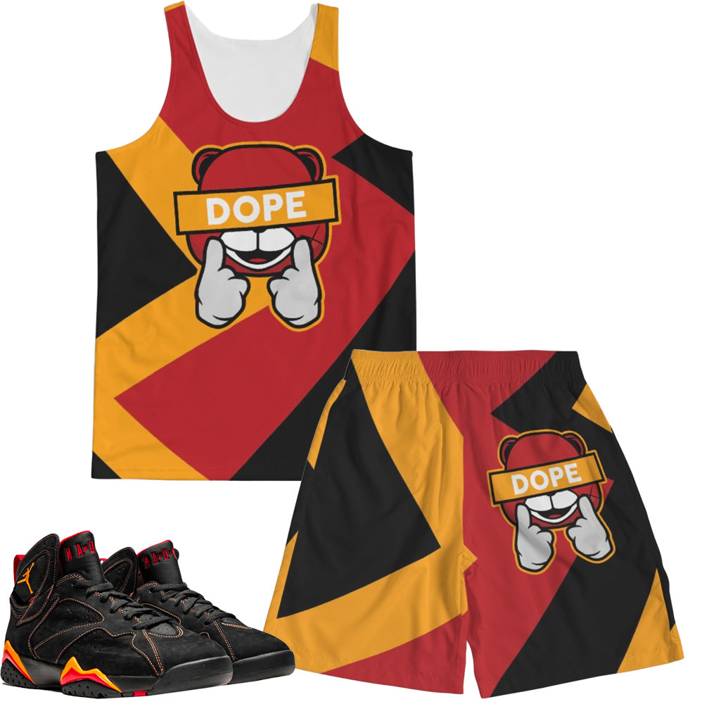 Dope | Retro Jordan 7 Black Citrus Fragment Tank Top & Shorts