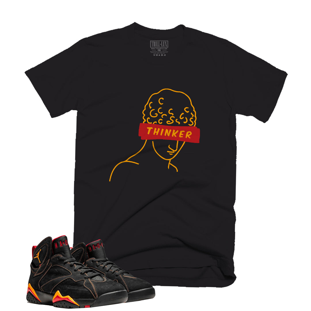 Thinker | Retro Air Jordan 7 Black Citrus Colorblock T-shirt